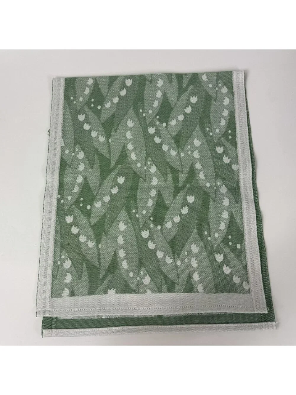 Ekelund Master Weavers Green Lily of a valley Cotton Table Runner 14 X 34 Sweden